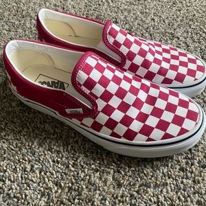 Raspberry & White checkered Vans